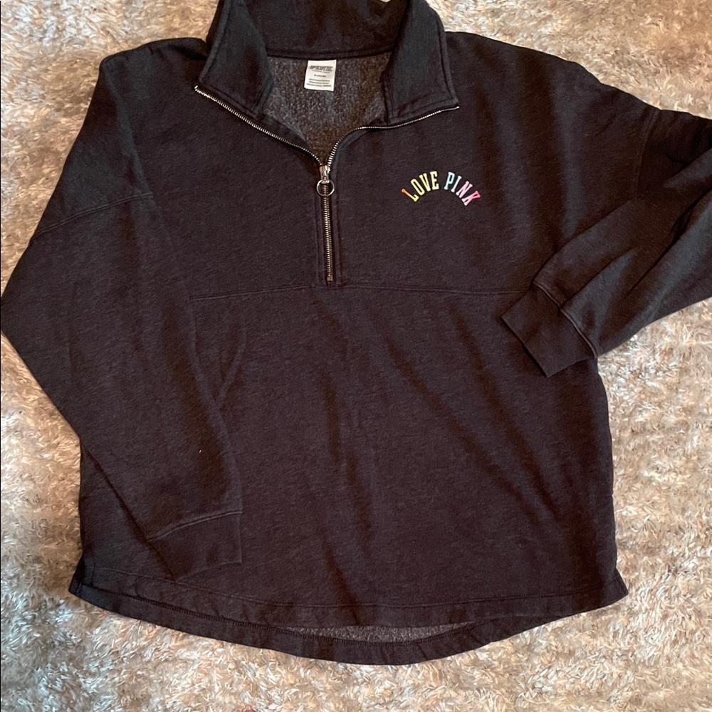 PINK Victoria's Secret Charcoal Gray Fleece Pullover